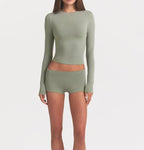 SKIMS TWO PIECE LONG SLEEVE SHIRT AND SHORT